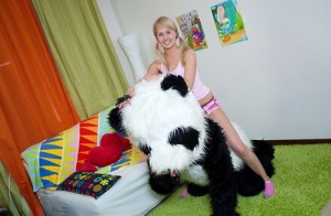 Young blonde Amelie Pure gets fucked by a Panda that sports a massive dick Ass pics #2
