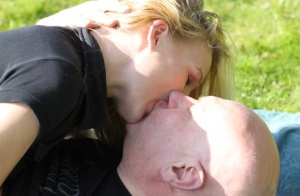 Young blonde beauty and her ancient sugar daddy have sex in the park #10