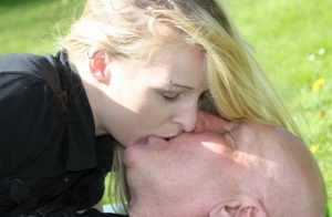 Young blonde beauty and her ancient sugar daddy have sex in the park Ass photo #11