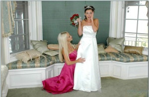 Busty blonde Nikki Benz helping Penny Flame to try on wedding dress Tits naked video pics #15